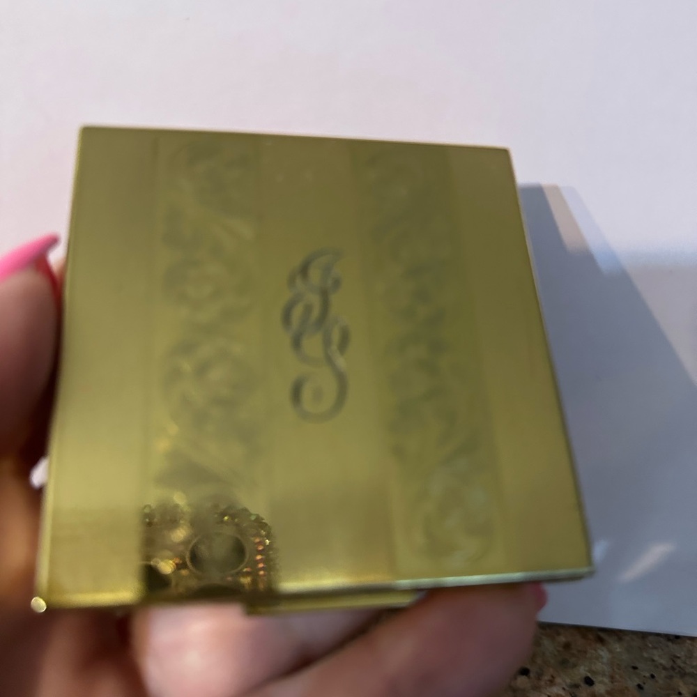 Vintage compact initials, engraved JS
